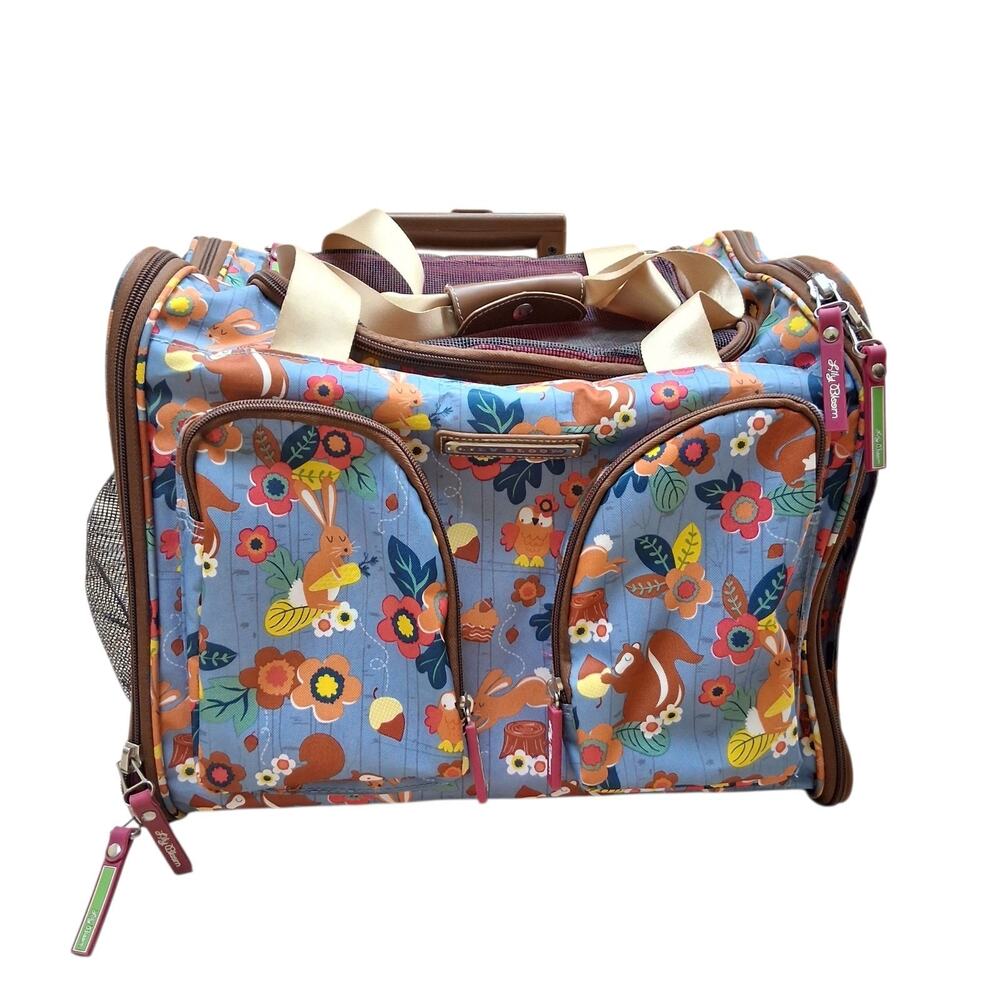 LILY BLOOM Travel PET CARRIER Roller SM/MED Forest Squirrel